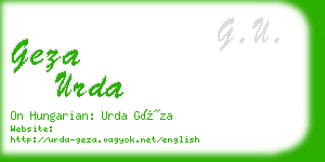 geza urda business card